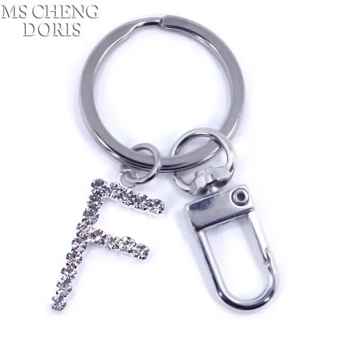 Porte-clés pendentif lettre cristal strass Alphabet