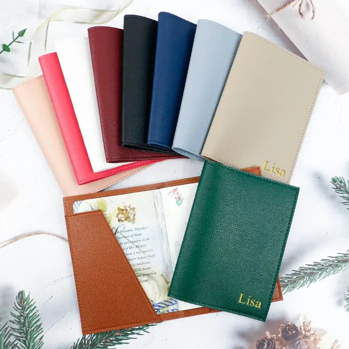 Porte-passeport en cuir pu avec lettres personnalisées