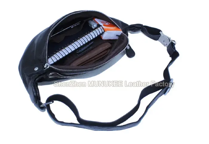 Sac de taille en cuir véritable pour hommes