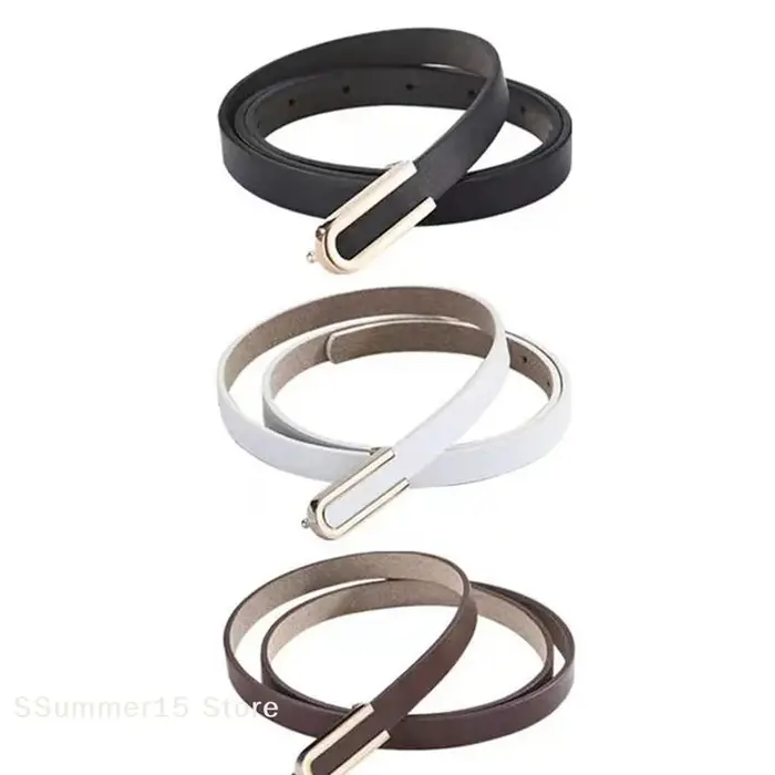 Ceintures pour femmes, ceinture fine en cuir PU avec boucle minimaliste