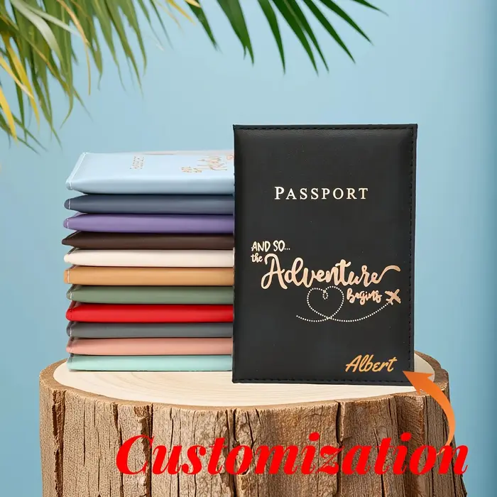 1 pièce Porte-passeport personnalisable avec lettre