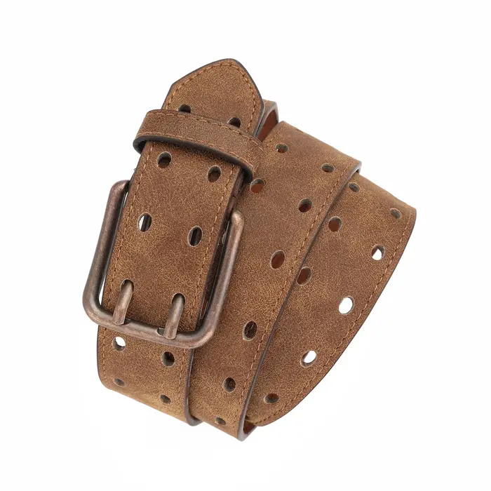Une ceinture décontractée à boutons pour hommes et femmes, du même style, une ceinture rétro en PU.