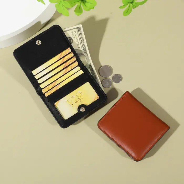 Portefeuille minimaliste en PU – Fermeture à pression