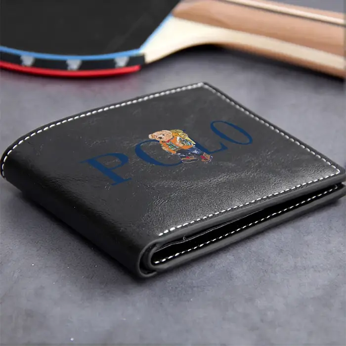 Portefeuille en cuir PU brodé POLO BEAR pour homme