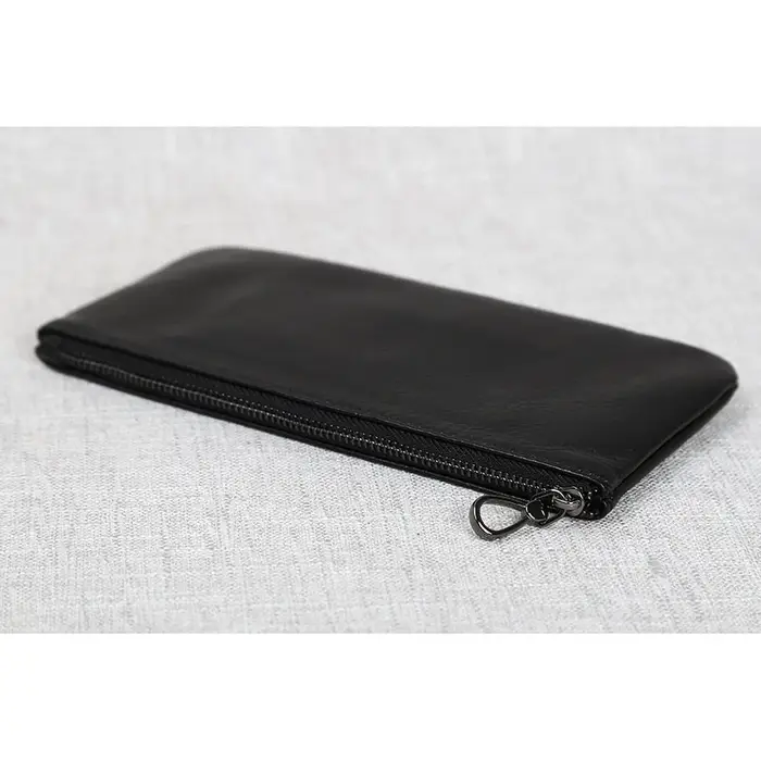 ZRCX hommes en cuir véritable longue fermeture éclair portefeuille première couche peau de vache jeunesse Ultra-mince