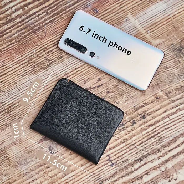 Portefeuille fin en cuir véritable pour homme