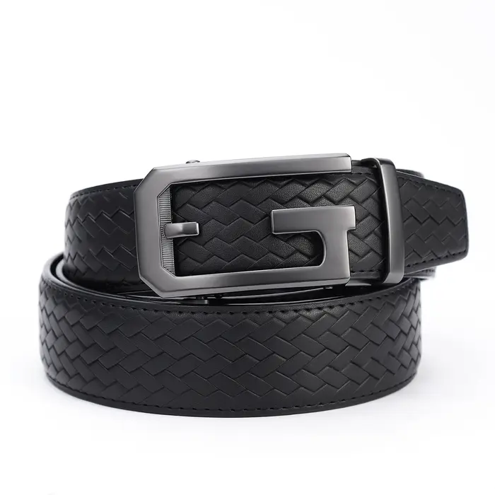 Ceinture pour homme en cuir véritable avec boucle automatique en alliage métallique, design de luxe de marque, ceintures de taille pour homme, sangle masculine