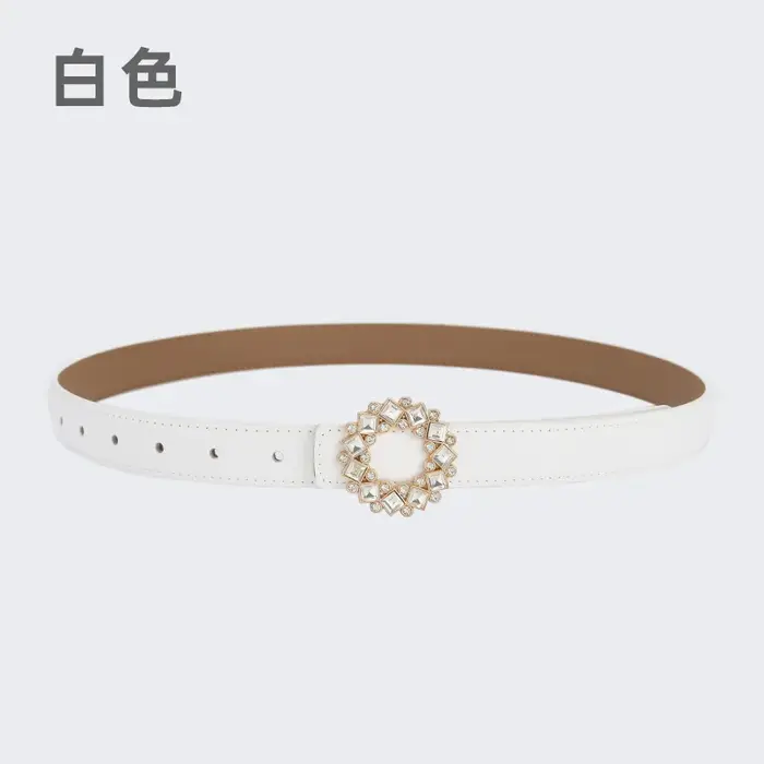 Ceinture fine pour femme incrustée de strass et de perles