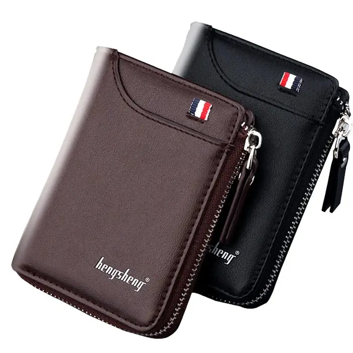 Portefeuille pour hommes court décontracté carteras portefeuilles courts en cuir PU mâle billetera hombre luxe petite fermeture éclair pièces de monnaie sac cartera hombr