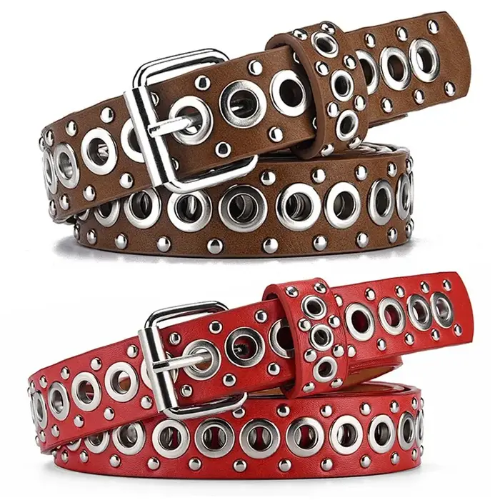 Ceinture pour femmes, ceinture fine à rivets à la mode, ceinture à boucle personnalisée, tendance streetwear, style punk hip-hop, ceinture Y2K avec jean