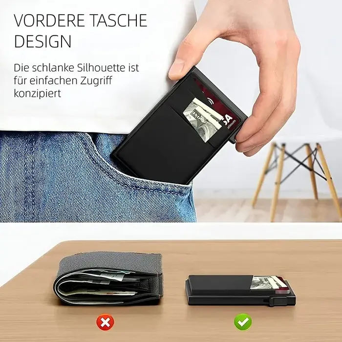 Porte-cartes pour hommes Portefeuille en aluminium ultra-fin avec protection RFID et compartiment pour pièces de monnaie
