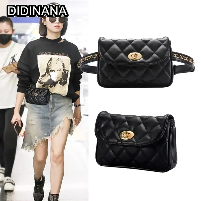 Mode femme taille ceinture sac en cuir PU chaîne en métal