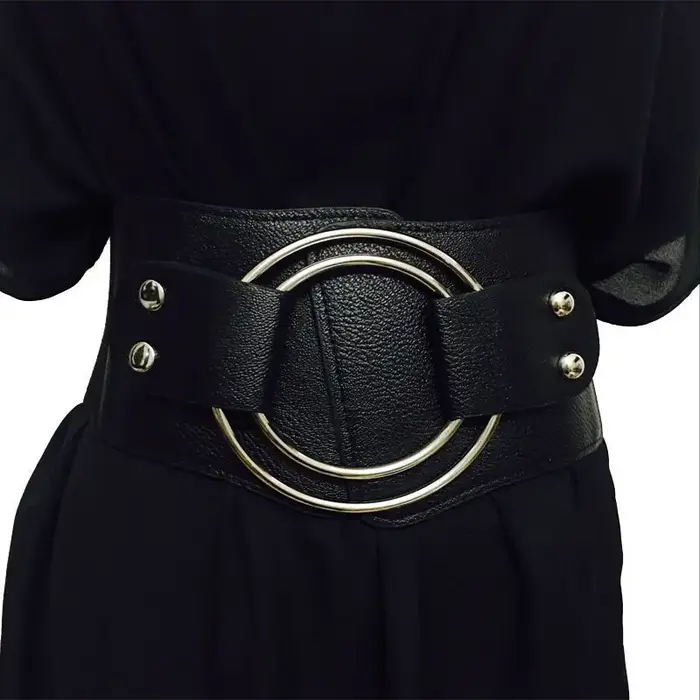 Ceinture large coréenne pour femmes - Ceinture corset élastique classique à boucle circulaire, ceint