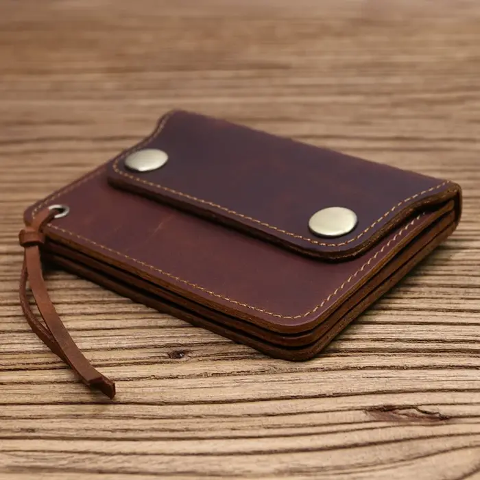 100% portefeuille en cuir véritable pour hommes marque masculine Vintage fait à la main court petit porte-monnaie