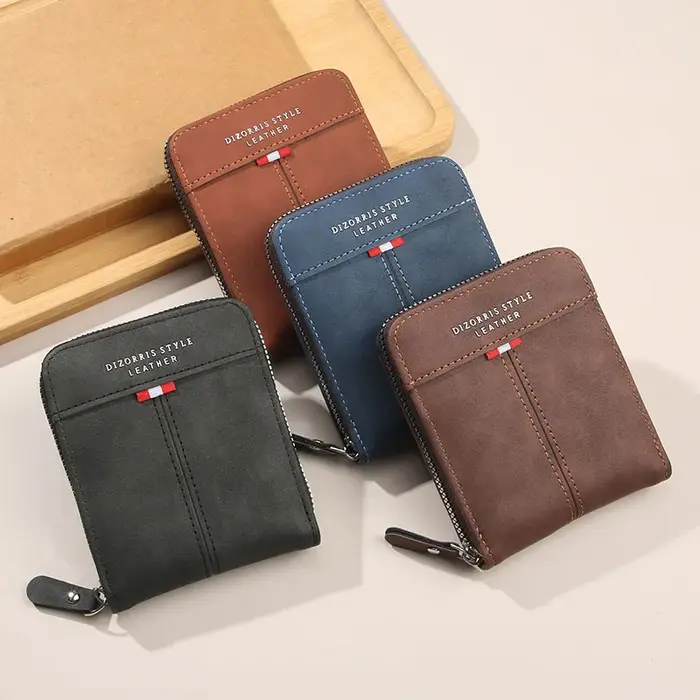 2025 nouveau portefeuille pour hommes court fermeture éclair horizontale trois fois zéro