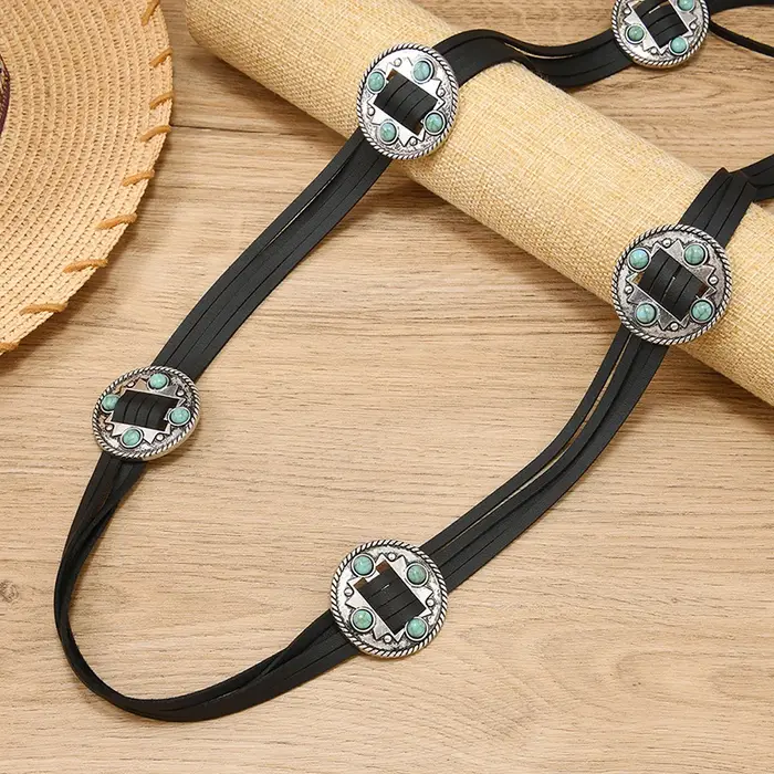 Ceinture en cuir pour femme de style bohème vintage - Accessoire de mode