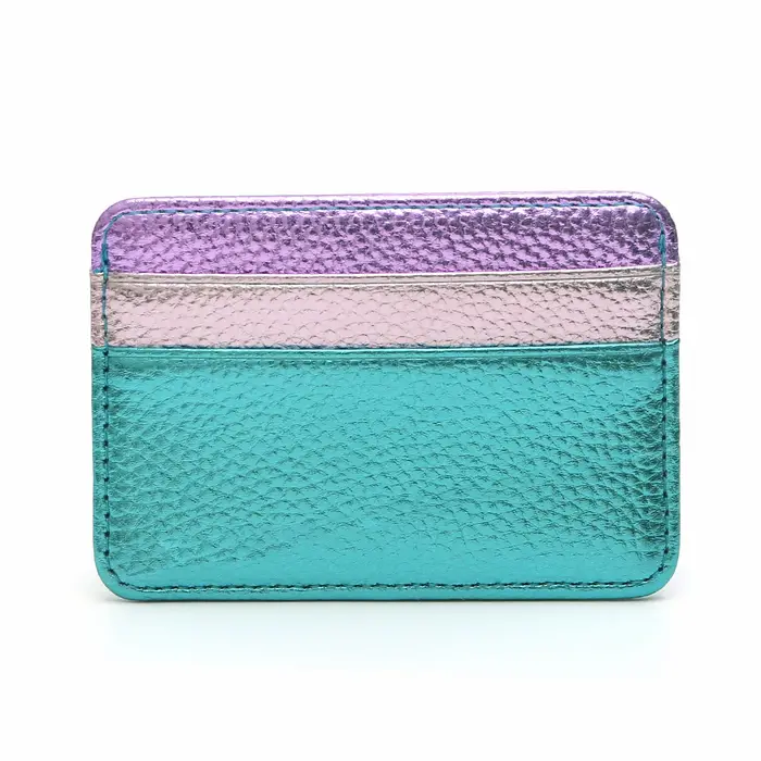 Portefeuille de luxe en cuir végétalien PU métallique imprimé peau de serpent, couleur contrastée RFID, court et fin, porte-cartes, multi-fentes, Portable