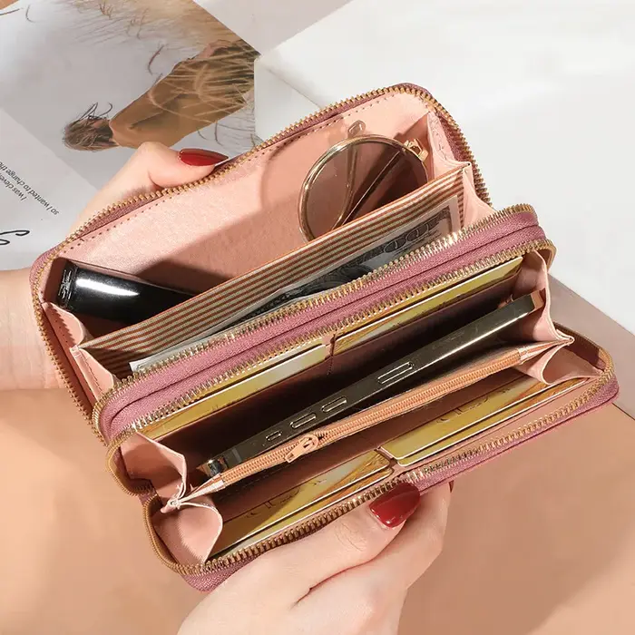 Portefeuille Long en cuir Pu pour femmes