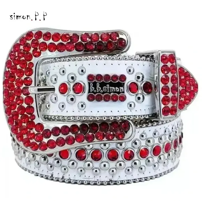 Ceinture de Styliste Bb Simon pour Homme et Femme, Accessoire avec Diamants Brillants, Noir sur Noir