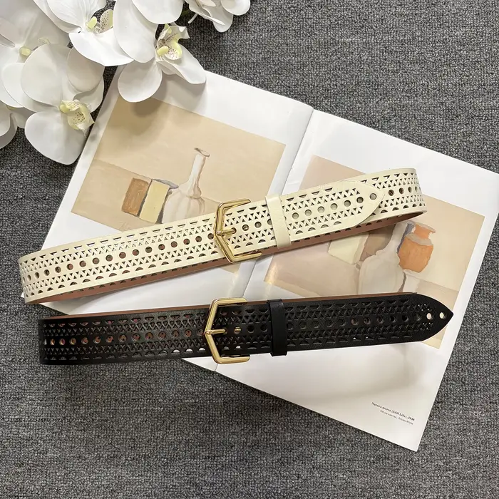 Ceinture en cuir de vachette ajourée style bohème