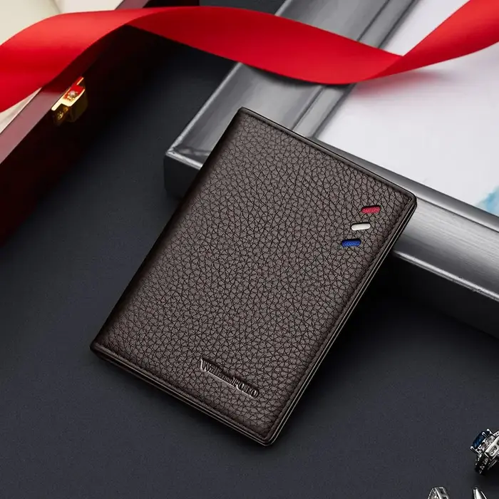 Marque affaires hommes portefeuille en cuir véritable gaufrage