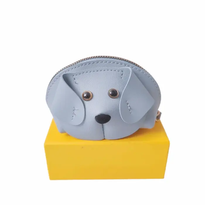 Porte-monnaie en cuir PU, mini format, style enveloppe rouge, avec fermeture éclair, design chien, p