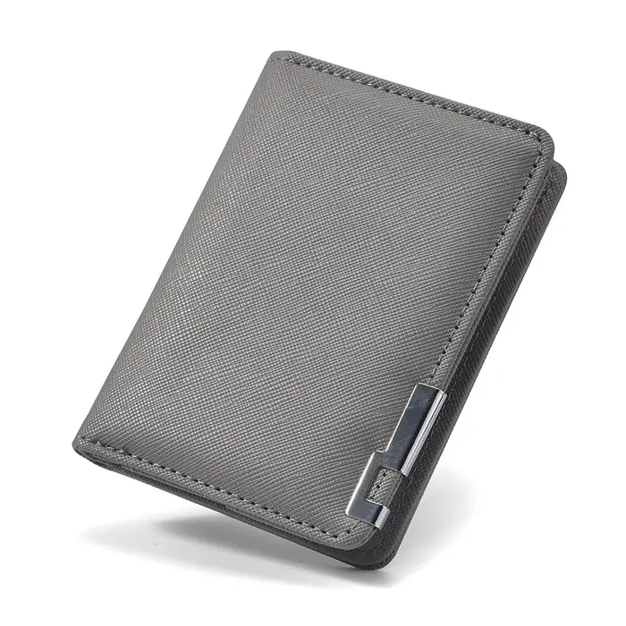 Petit portefeuille mince de style business en simili cuir noir – Plusieurs emplacements pour cartes,