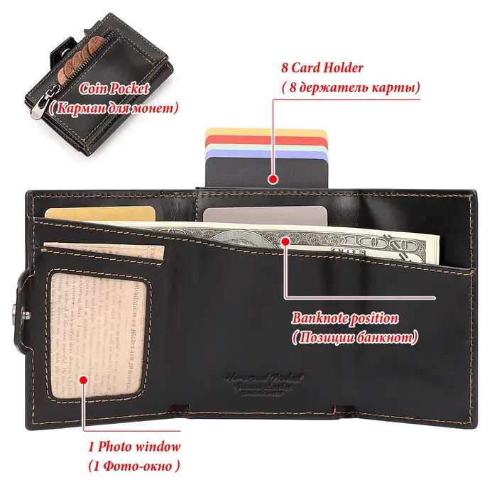 Portefeuille porte-cartes de crédit RFID anti-scan