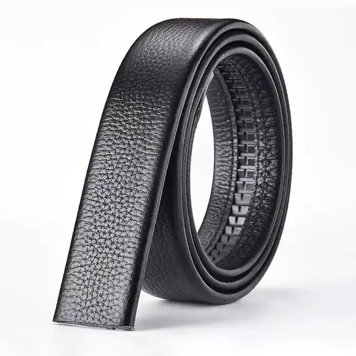 Ceinture sans boucle en cuir véritable pour hommes - 3,5 cm de largeur, tailles 115-145 cm, noir/mar