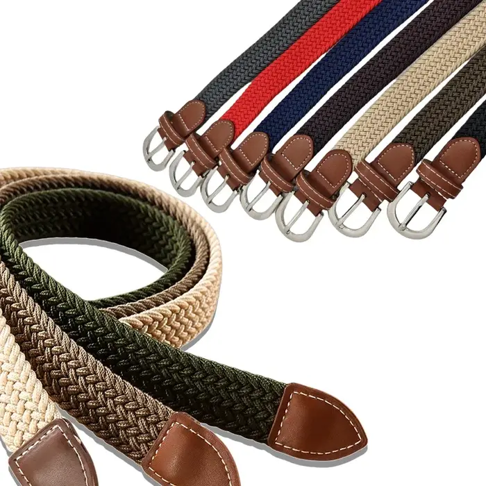 Ceinture élastique en toile unisexe pour sorties décontractées, bande élastique tissée, fête, déplacement quotidien
