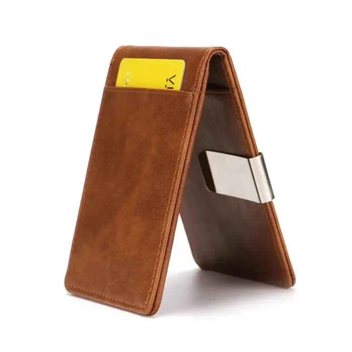 Nouvelle mode hommes en cuir pinces à billets portefeuille multifonctionnel mince homme porte-cartes femmes pince en métal pour argent porte-monnaie
