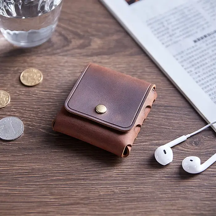 Porte-monnaie en cuir véritable pour hommes et femmes