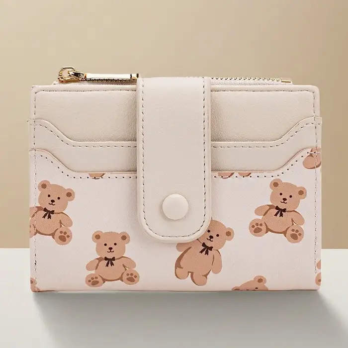 Nouveau portefeuille pour femme – Sac à cartes court en cuir PU avec 4 emplacements et poche pour pièces de monnaie (cadeau léger)