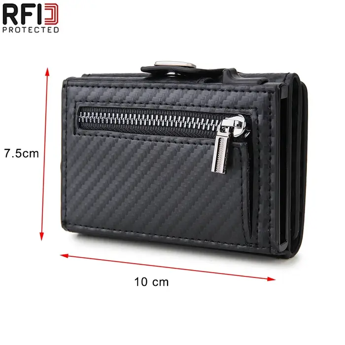 Rfid porte-carte en Fiber de carbone hommes portefeuilles mince