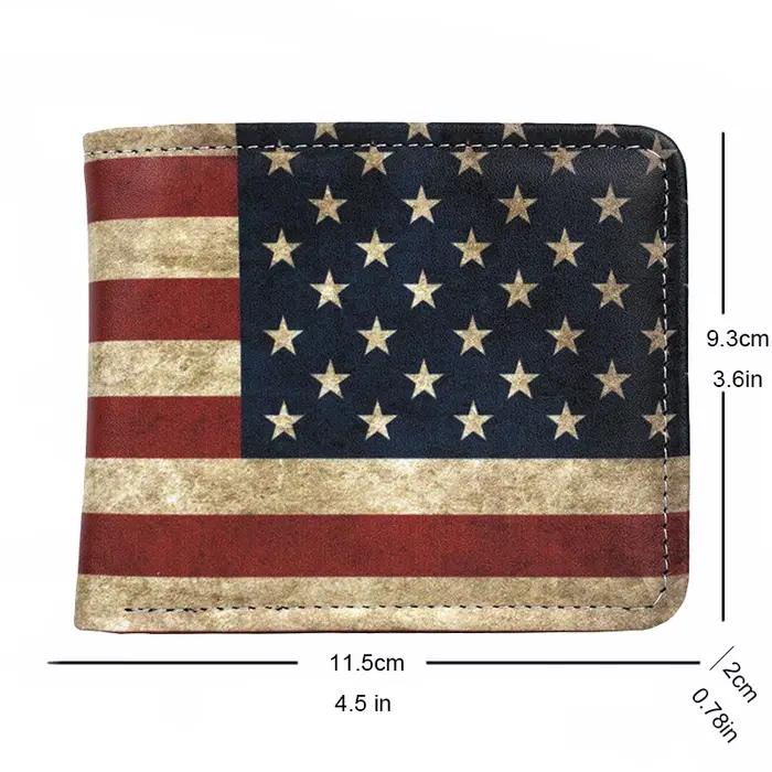 Portefeuille court en cuir PU avec drapeau américain