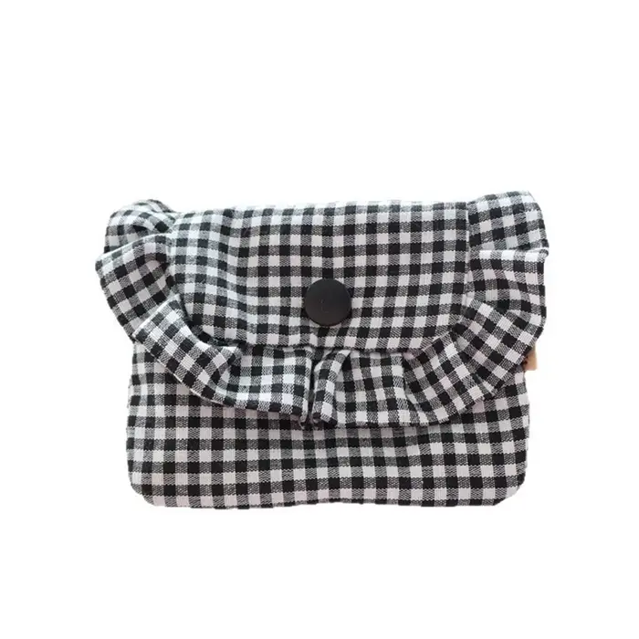 Porte-monnaie à carreaux mignon pour femmes, sac de rangement portable pour argent liquide, cartes,