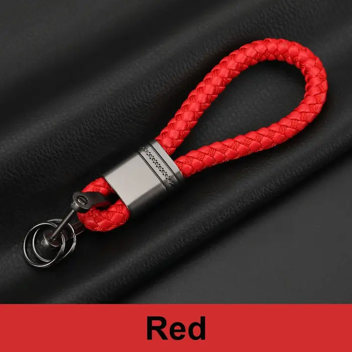 Porte-clés de voiture en cuir tissé à la main