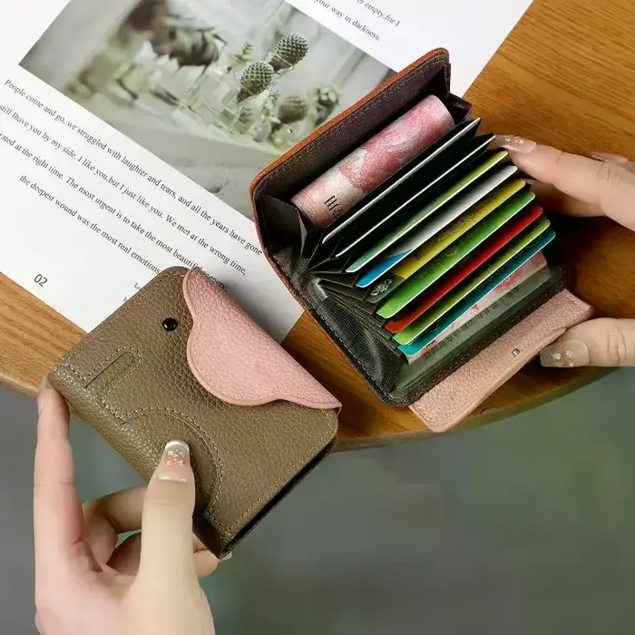Portefeuille portable en cuir motif éléphant de dessin animé pour femme