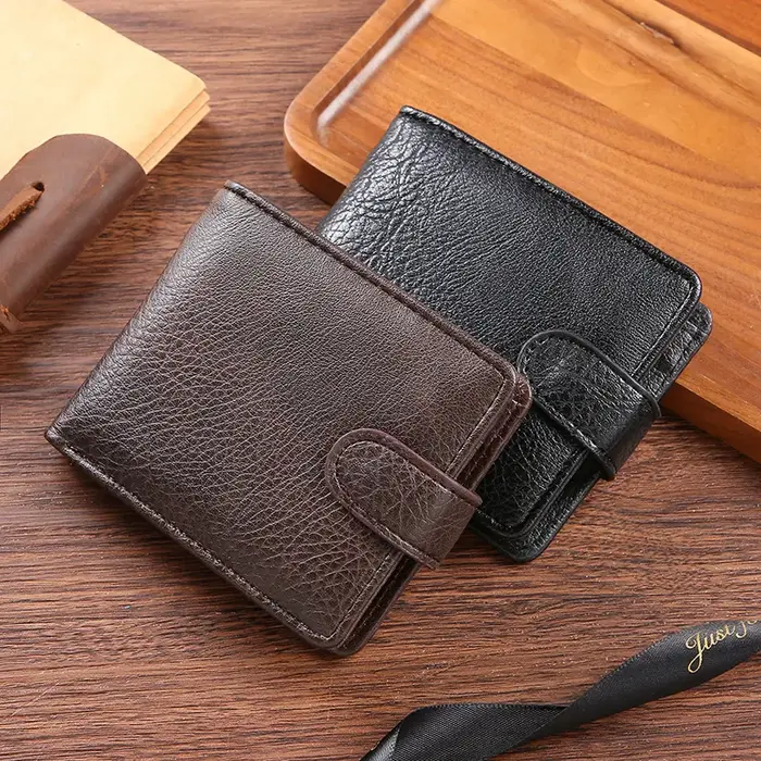 Portefeuille Vintage pour hommes en cuir à loquet court homme portefeuilles décontracté Durable pochette à monnaie mâle mince Photo porte-carte d'identité sac à main pince à billets