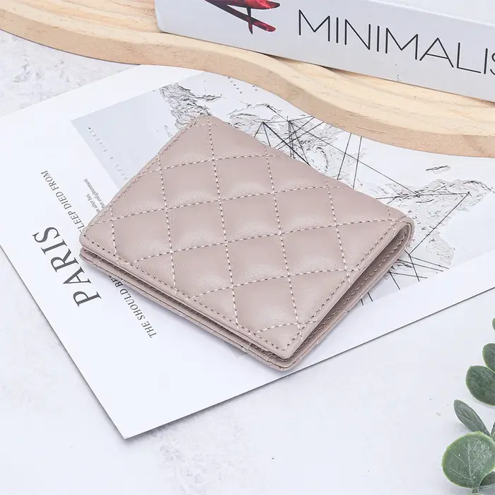 Portefeuille court en peau de mouton pour femmes