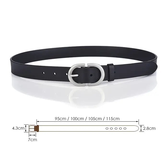 KOLBER Mode Femmes Ceinture En Cuir Boucle En Métal Argenté