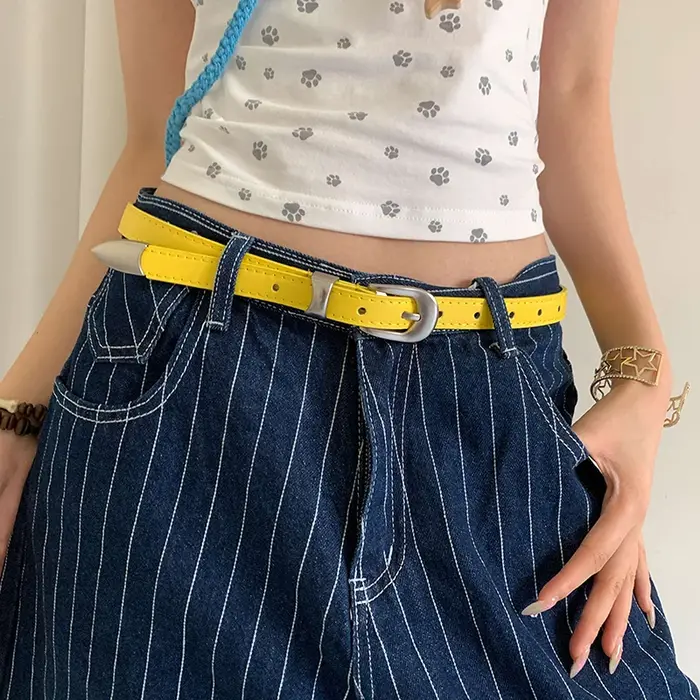 Ceinture d'été Dopamine jaune citron pour femmes, tendance, Simple, sous-culture Y2K, sans poinçon