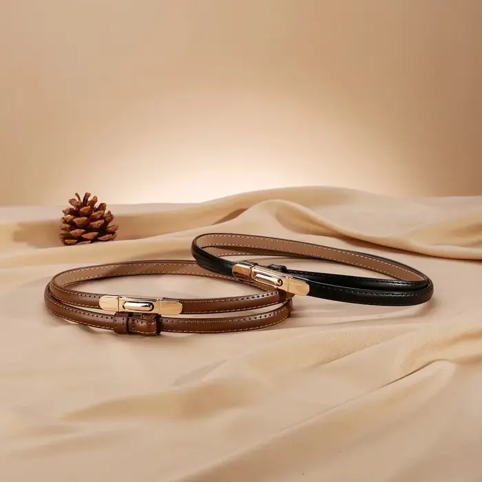 Ceinture fine de luxe pour femme avec boucle à ressort