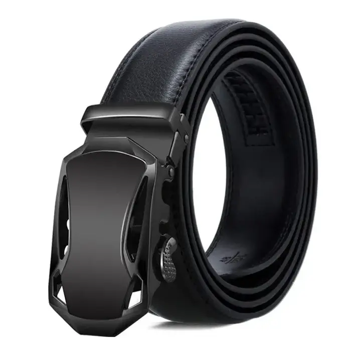 Ceinture en cuir PU pour hommes d'affaires, véritable marque de luxe, structure en métal, haute qual