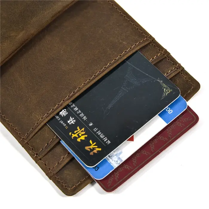 Portefeuille à trois volets en cuir véritable pour hommes