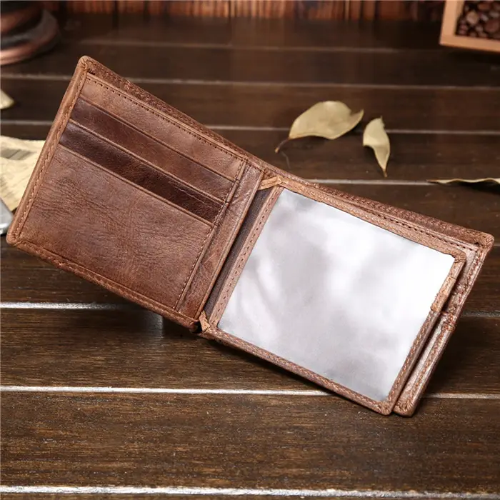Portefeuille en cuir véritable personnalisé pour homme - style court