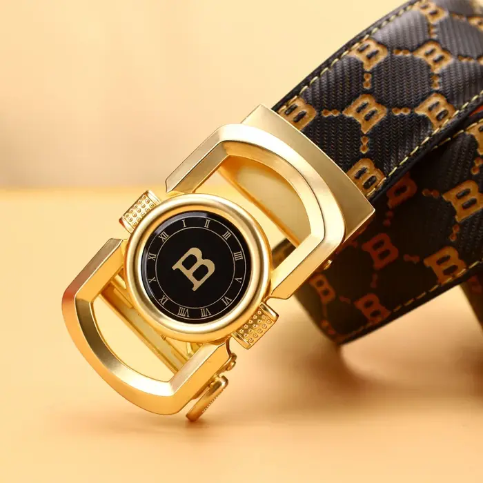 Ceinture en cuir PU pour hommes avec boucle en alliage automatique