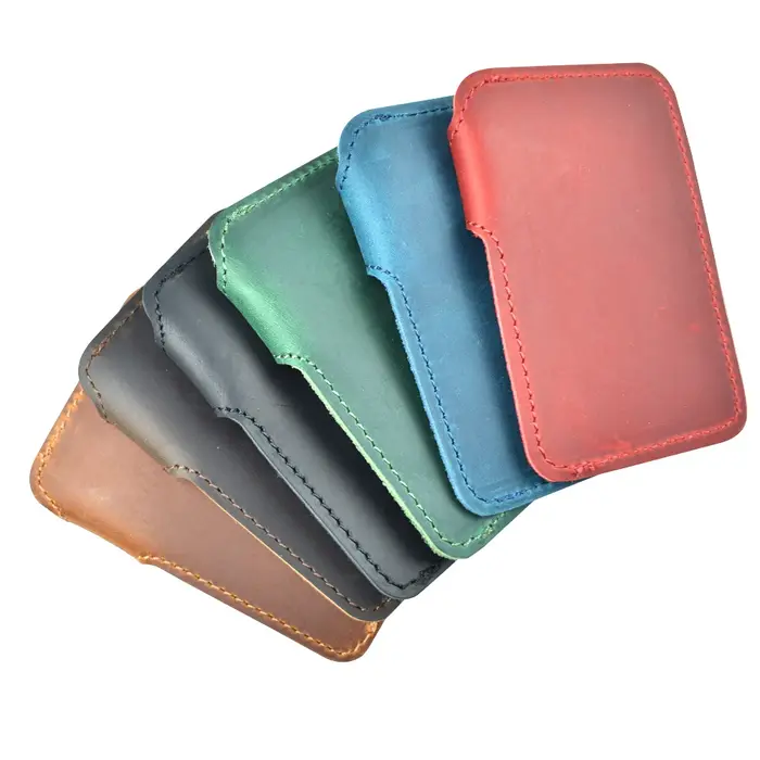 Porte-cartes en cuir Vintage avec fermeture à pression