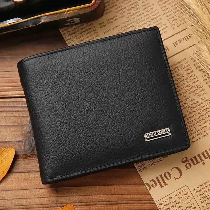 Nouveaux hommes portefeuilles produit Premium véritable peau de vache pour Homme court noir Walet Portefeuille