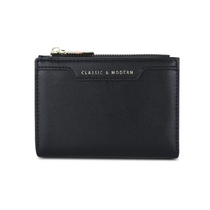 Portefeuille en cuir PU avec fermeture éclair solide pour femme, petit porte-cartes Messenger, porte